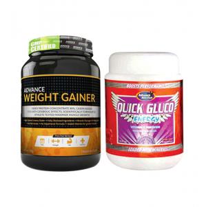 Advance nutratech combo of weight gainer chocolate 1kg and quick gluco energy orange 1kg